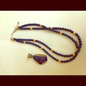Dark Blue and Gold Necklace